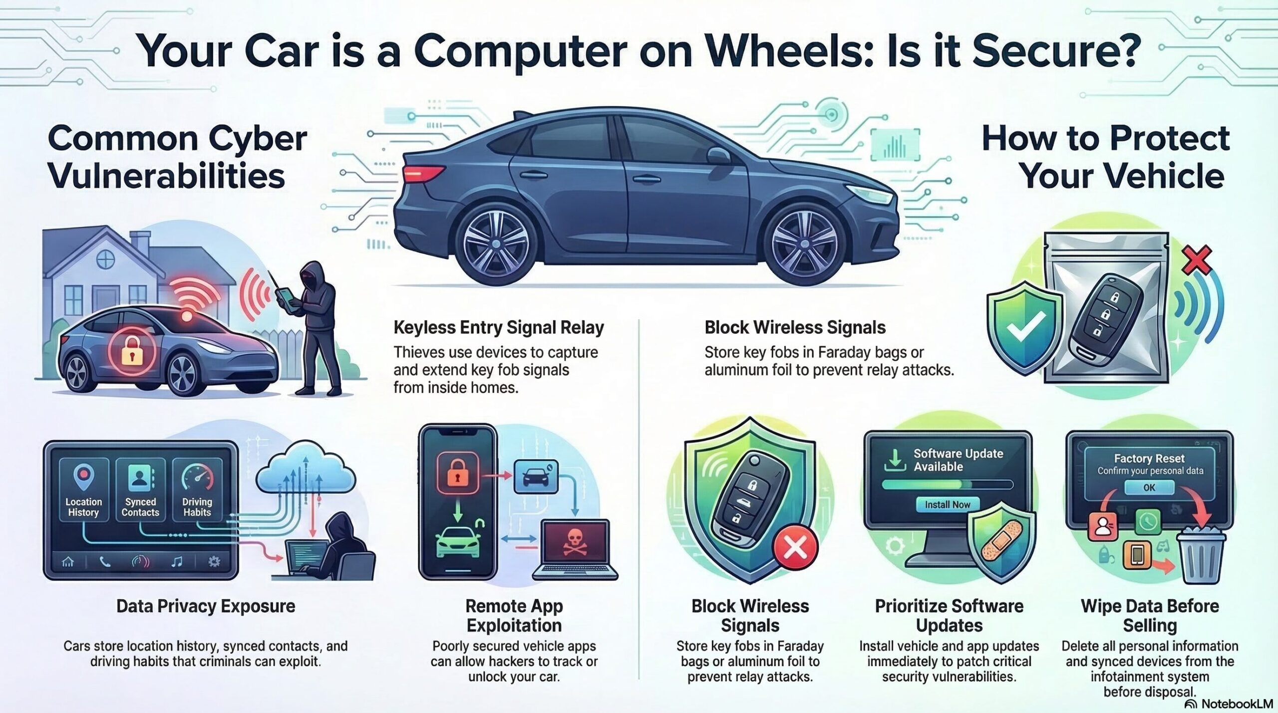 Your car is a computer on wheels cybersecurity infographic
